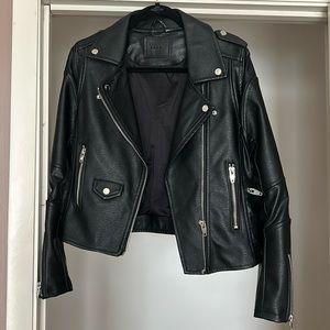 Blank NYC Faux Leather Moto Jacket w/ silver hardware